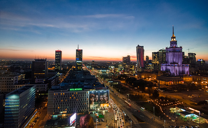 Varsòvia, nit, Polònia, ciutat, Europa, viatges, arquitectura