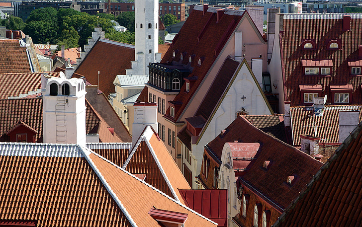 Estónsko, Tallinn, strešná krytina, dlaždice, Architektúra