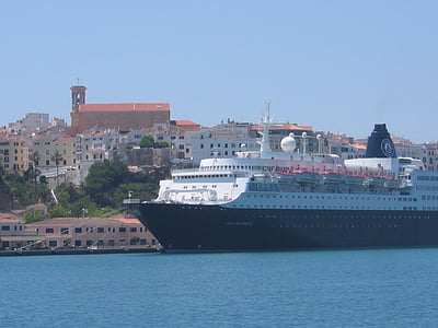 Igreja, cruzeiro, nave, navio de cruzeiro, mar, Menorca, cidade