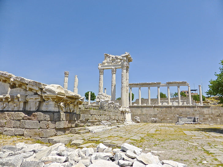 bergama, ruiner, Tyrkia, landemerke, gamle, kulturarv