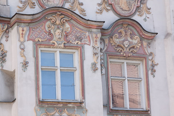 rococó, fachada, estilo, arte Europeia, estuque, pintura, janela