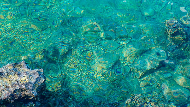 eau, surface de l’eau, mise en miroir, réflexion, mer, vague, turquoise
