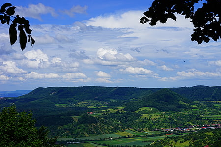Швабските, свидетел планина, гледна точка, Мьорике рок, идилия, Въздушна снимка, Алб стрехи