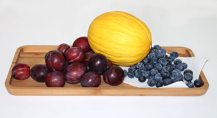 fruit, plums, honeydew melon, melon, blueberry, healthy food, berry