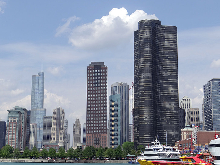 Chicago, centrs, siluets, ēkas, arhitektūra, Panorama, panorāmas