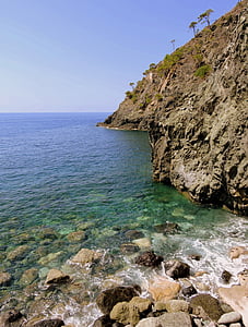 γκρεμό, στη θάλασσα, βουνό, νερό, βράχια, Λιγουρία, Ιταλία