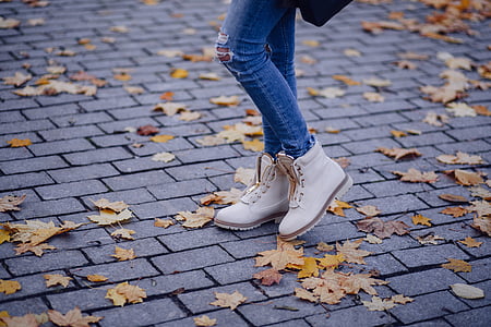 rudeniniai lapai, plyta, cemento, akmenimis, betono, džiovintų lapų, pėsčiųjų takai