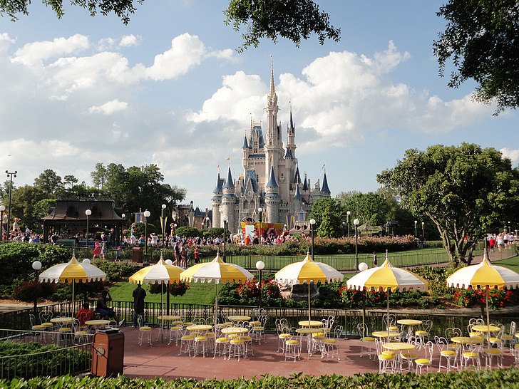 Disneyland, Disney, slott, fantasivärld, Florida, nöjespark, arkitektur