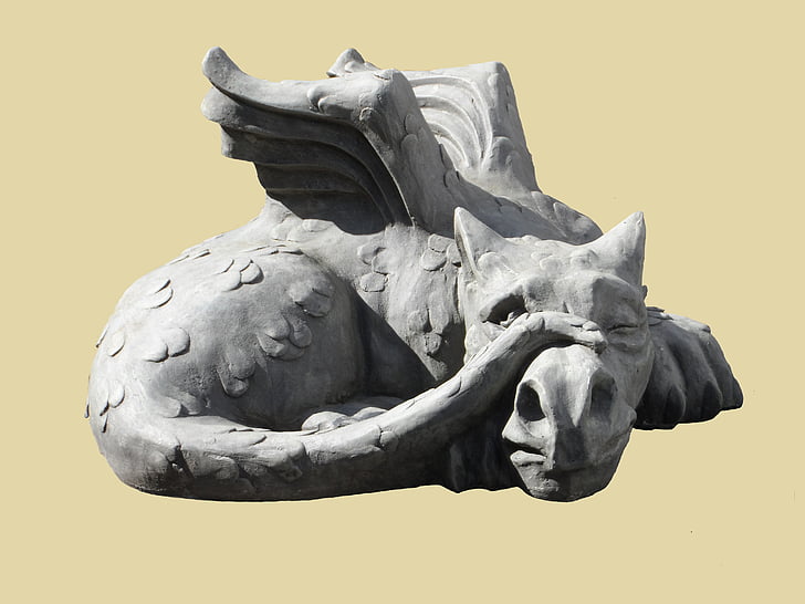 skulptur, Dragon, Lindwurm, sten, trädgårdsodling, konstutställningen, konstverk