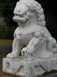 Lauva, akmens, statuja, Ķīna, Āzija, balta, reliģija