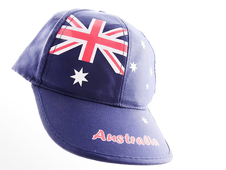 Australia, Bandera, Cap, Capie, headwear, ropa, tapa de placa