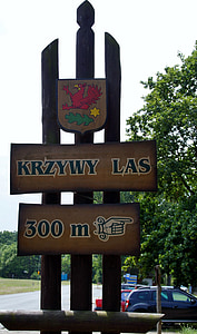 marchio, puntatore, direzione, foresta di storto, las Krzywy, Polonia