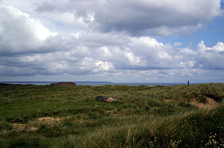 france, normandy, utah beach, sky, reported, clouds, landscape