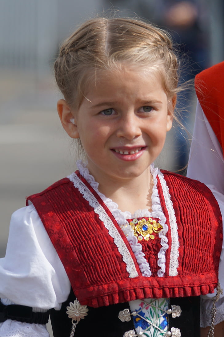 boskap visa, Appenzell, byn, kostym, Girl kostym, bruchtum, tradition