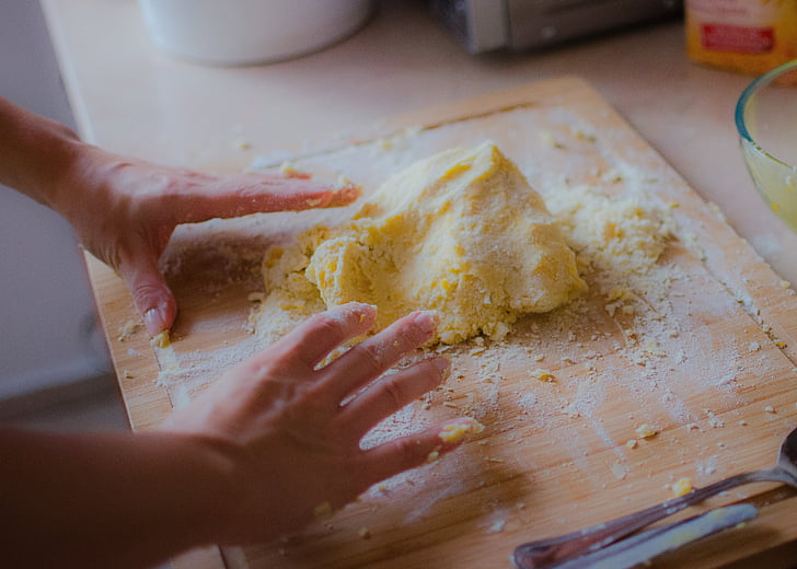 baking, cooking, kitchen, chef, cutting board, dough, ingredients