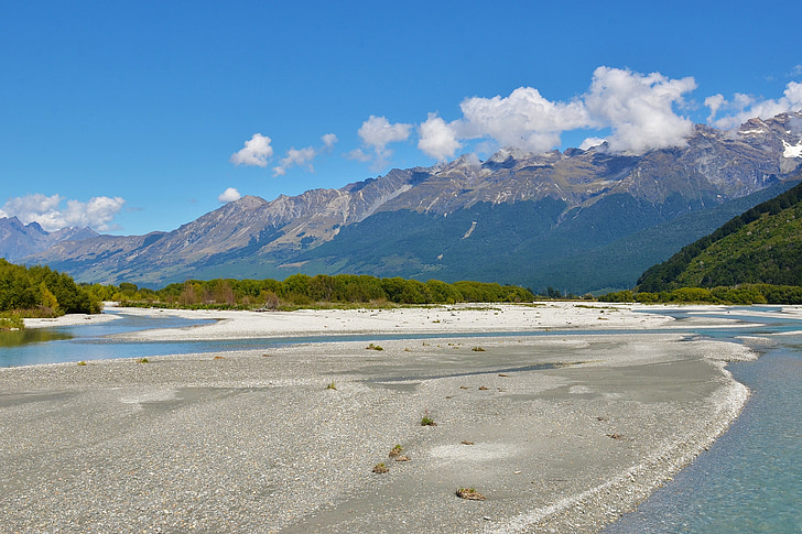 Lago wakatipu, Gé lín nuò qí, Nuova Zelanda, Lago, cielo blu, il paesaggio