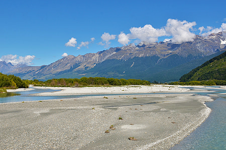 Уакатипу, Ге lín nuò qí, Новая Зеландия, озеро, Голубое небо, пейзаж