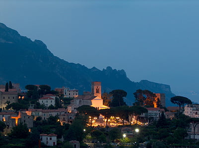 Ravello, Amalfitana, Italia, romantis, Pantai, Mediterania, malam