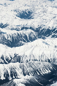 skats no putna lidojuma, auksti, ainava, kalnu grēda, kalni, daba, sniega