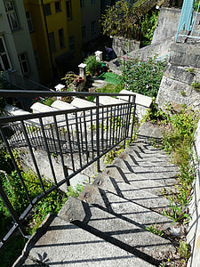 stairs, valley, gorge, outlook, backyard, down, rock