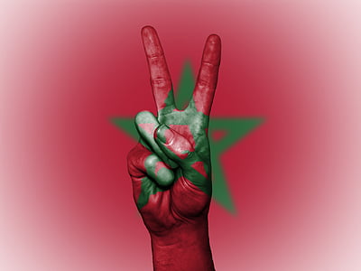 Maroka, miera, roka, valsts, fons, banner, krāsas