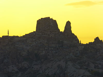 Uchisar, Miestas, kalnų, pilis, Kapadokija, Nevsehir, Turkija