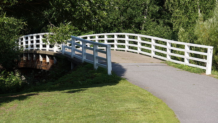 cây cầu bằng gỗ, cầu trắng, tường áp mái Bridge