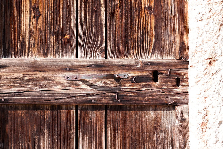 door, old, wood, old door, input, handle, iron