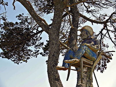 wood carving, artwork, tree, chair, man, carving, wooden