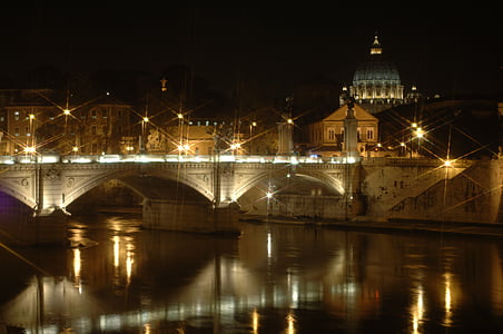 St peters bazilika, Roma, naktį, bazilika, Italija, bažnyčia, Sankt