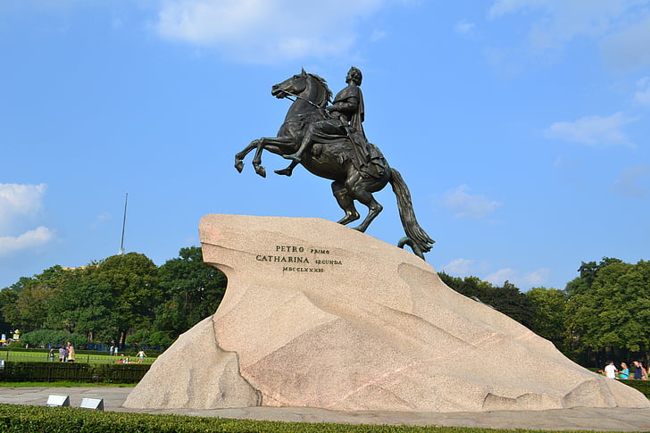 St petersburg, Rusija, Petersburg, spomenik, kip, brončani konjanik, kip