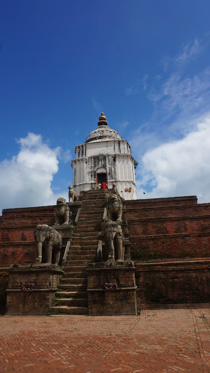 Templo de, Nepal, Bhaktapur, edifício, escadas