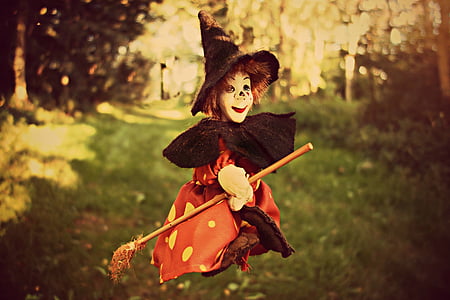 bruxa, vassoura, chapéu de bruxa, boneca, brinquedo, bruxa de brinquedo, bruxa feminina