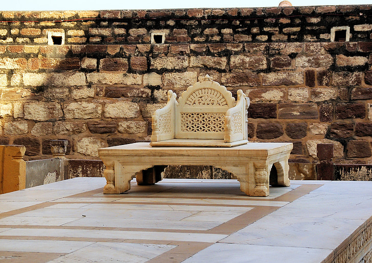 India, Rajastan, Jaisalmer, Palace, tronen, Maharajah, marmor