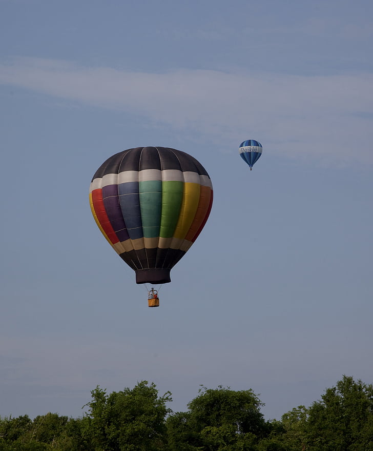 gaisa balons, karstā gaisa, pieaug, debesis, krāsains, lidojumu, pasākums