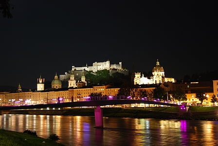 Salzburg, Austria, Hohensalzburg, Fortaleza, Salzach, Río, junto al río