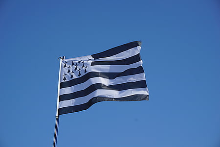 bretonsk, flag, banner, vind, striber, symbol, Sky