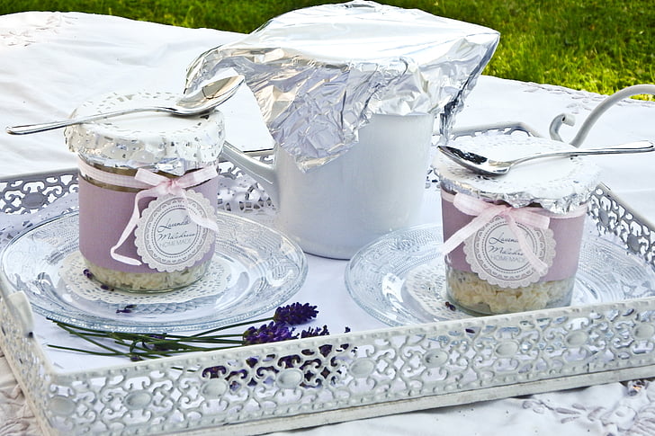 lavender, cup, tablecloth, lifestyle, blue, white, tray