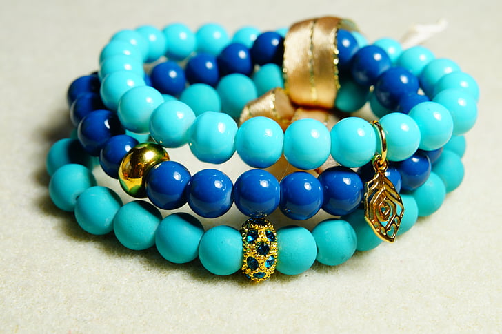gelang, manik-manik, biru, kalung, perhiasan, Aksesori pribadi, manik-manik