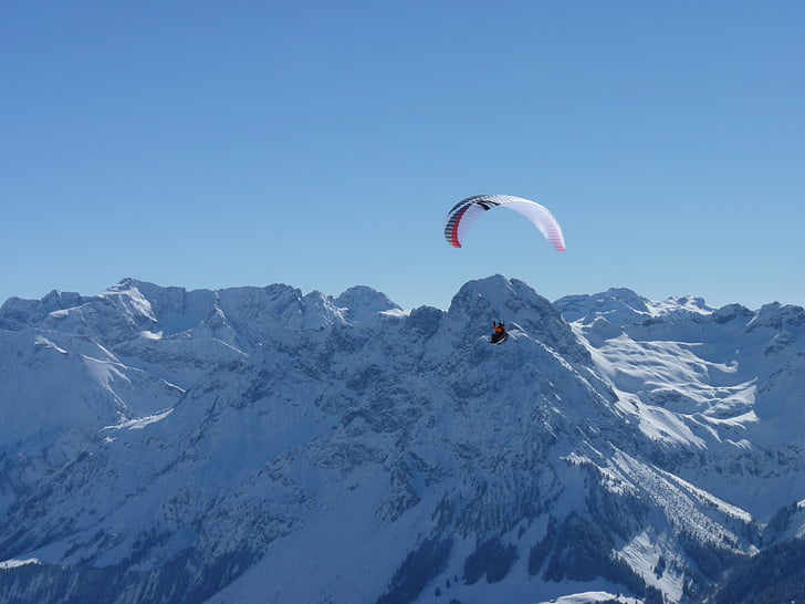 paragliding, Paraglider, Vinter, fly, sport, Air sports, himmelen