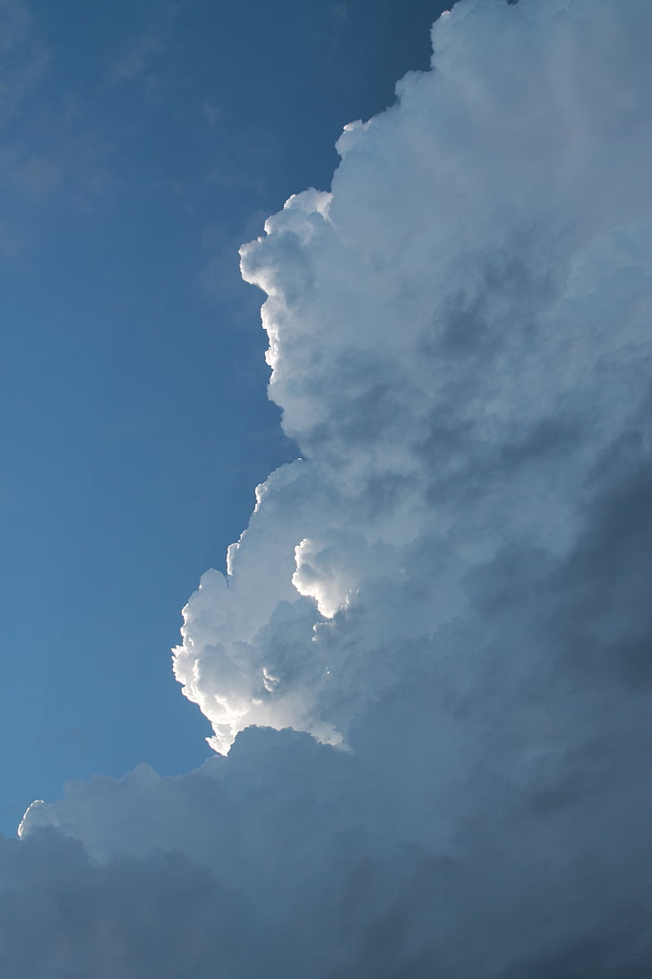 Cumulonembo, nuvole, Nuvola temporalesca, Cumulus, cielo, blu, forma di nuvole