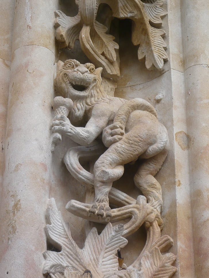 cathedral, salamanca, bas relief, demon, facade, dragon ice cream