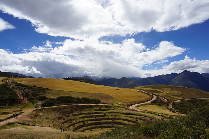 peru, mountains, fields, mountain, nature, asia, agriculture