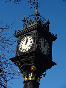 Middlesbrough, Park, óra, viktoriánus, idő, viktoriánus óratorony, díszes