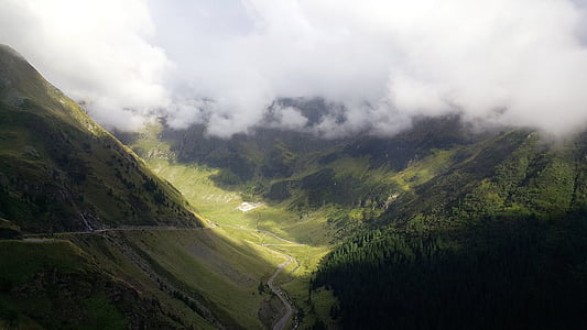 bergen, dalen, Road, moln, naturen, landskap, vacker natur