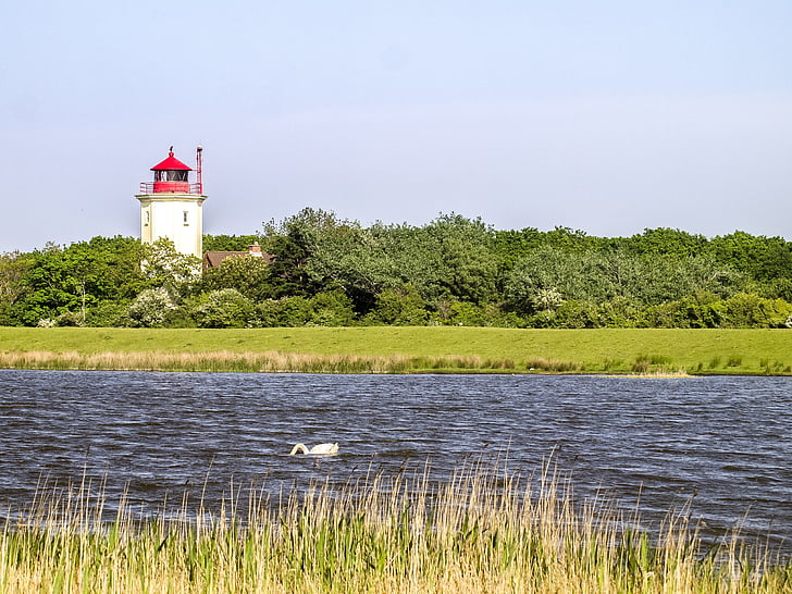landscape, lighthouse, lake, water, nature