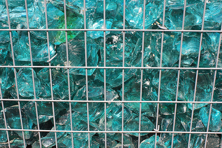 blocuri de sticlă, grilă, turcoaz, albastru, lucios, fundal, textura