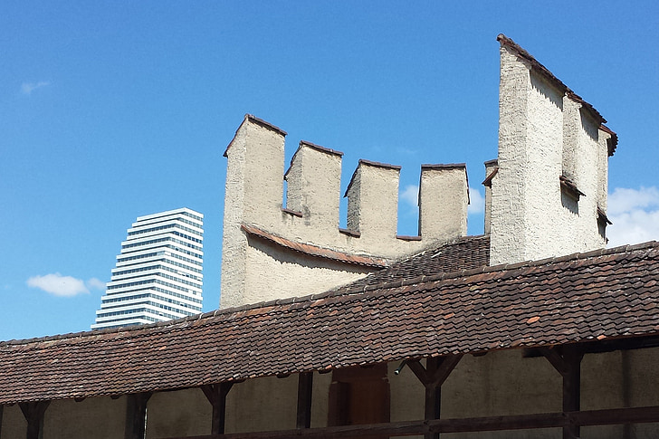 Basel, Švica, Roche stolp, stare in nove, zgodovinsko, sodobne