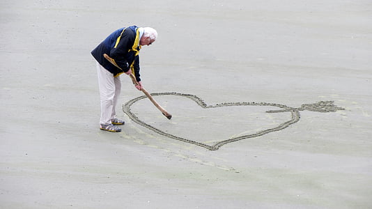 Kærlighed, gamle mennesker, hjertet af, Pension, passion, Beach, oldies