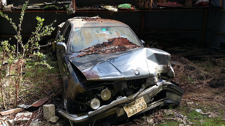 Rusted, òxid, cotxe, naufragi, cotxe vell, vell, metall